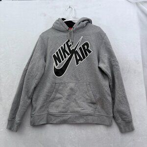 Nike Hoodie Mens L Gray Big Logo Graphic Fleece Sweatshirt Pullover